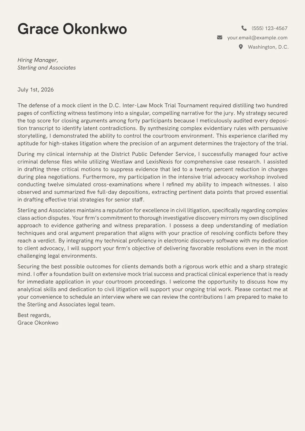 Trial Attorney cover letter in the Creative design