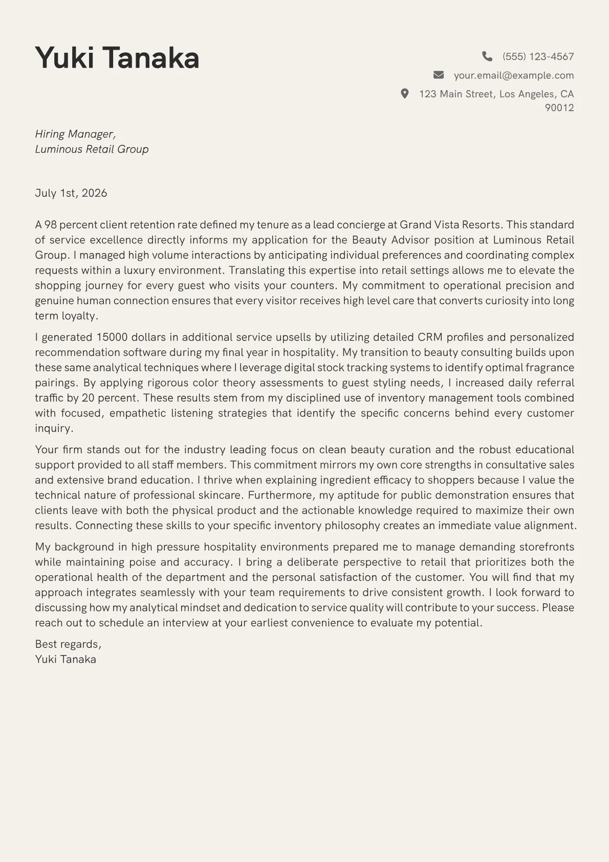 Ulta Cover Letter Example + Template (2026)