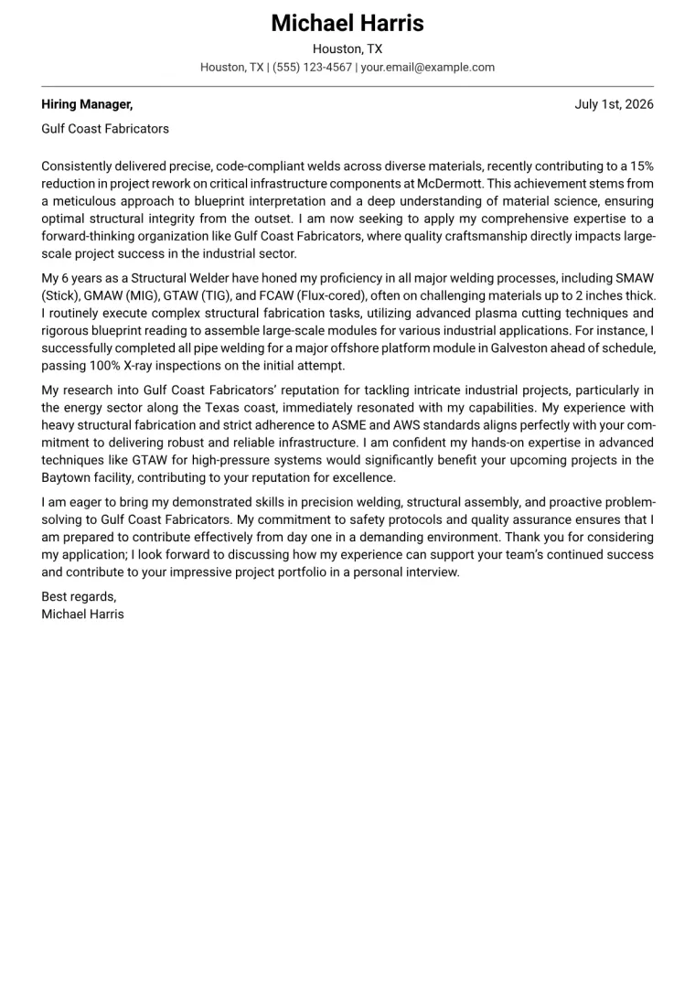 Welding cover letter example preview