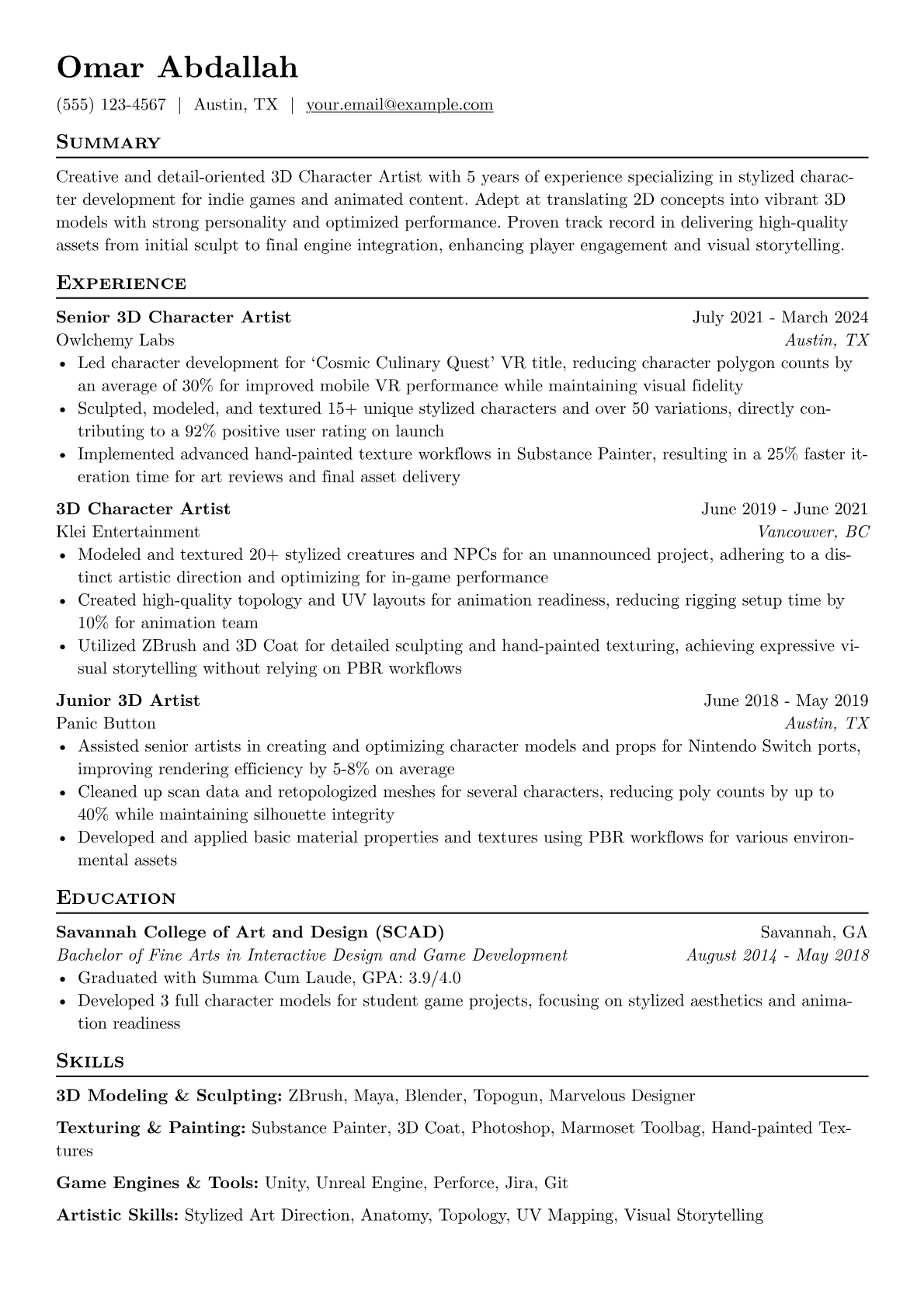 Stylized Character Artist version - Page 1