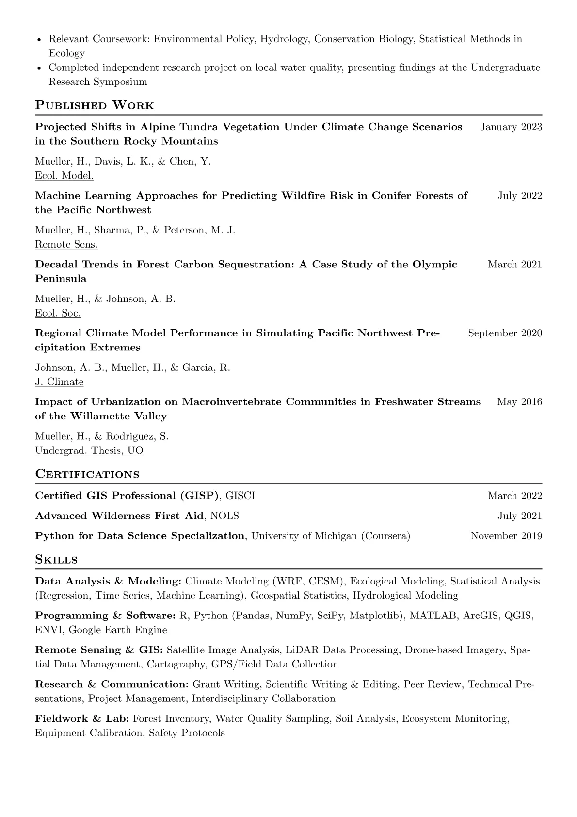 Academic CV Example resume example, Academic CV Example, page 2