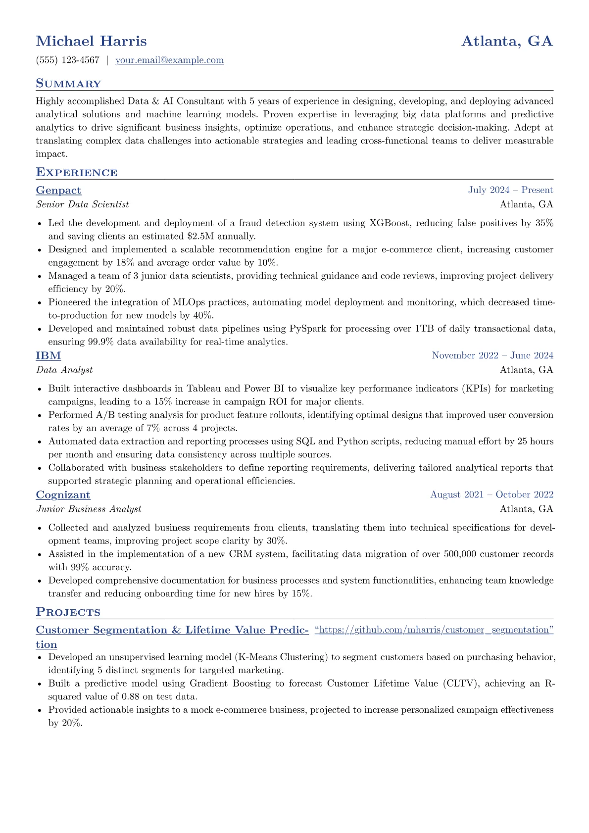 Accenture resume example, Programming & Databases, page 1