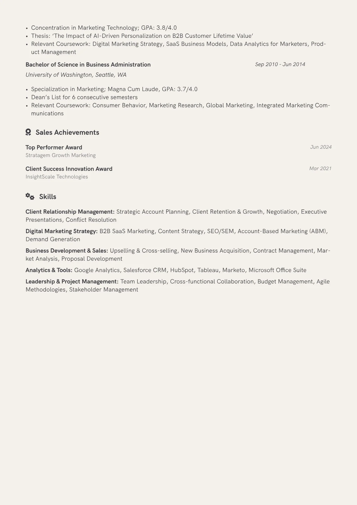 Account Director resume example, Client Relationship, page 2