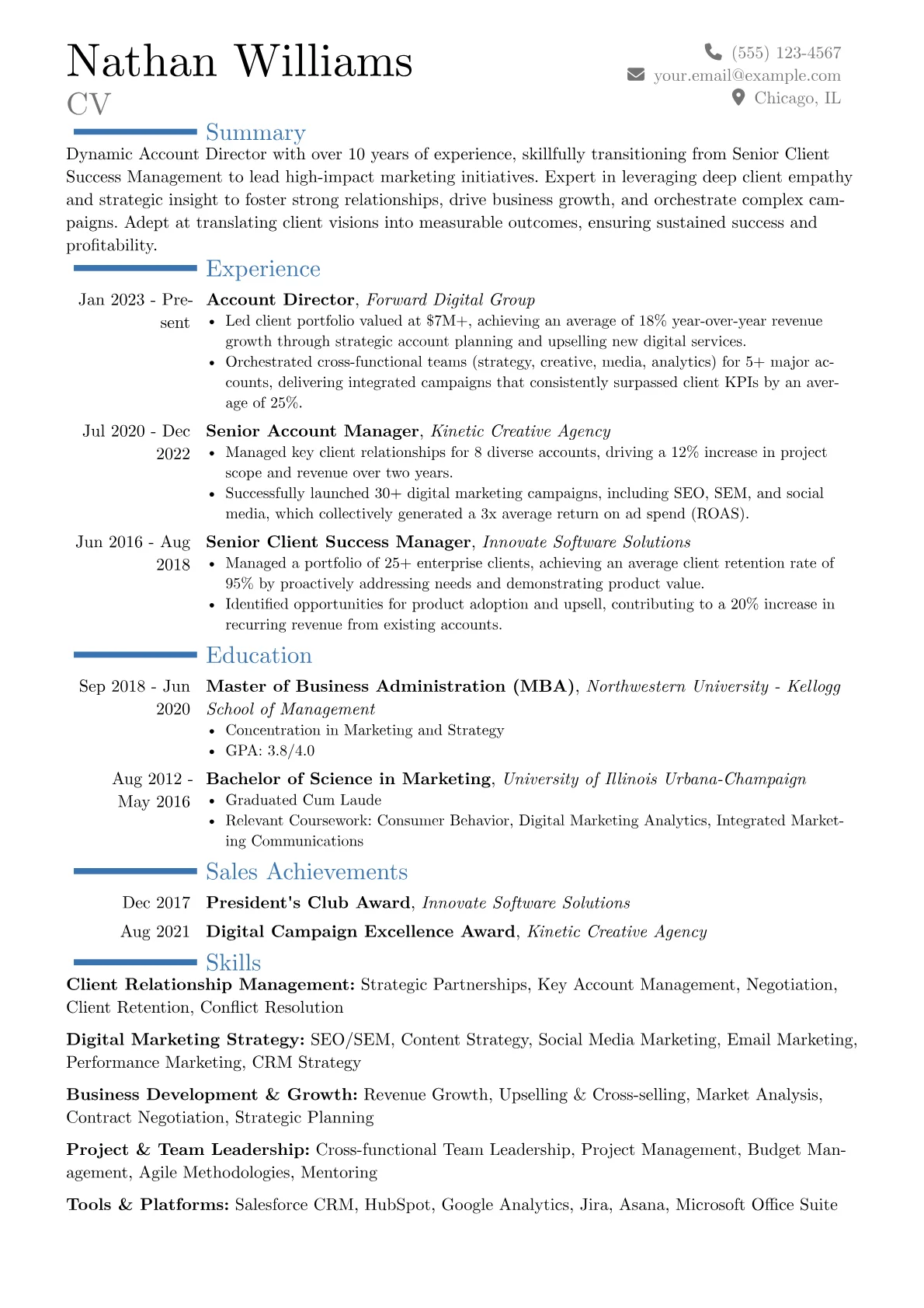 Account Director resume example, Career changer, page 1