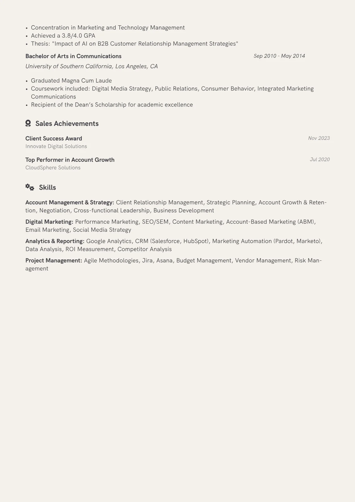 Account Supervisor resume example, Tech-Focused Digital, page 2