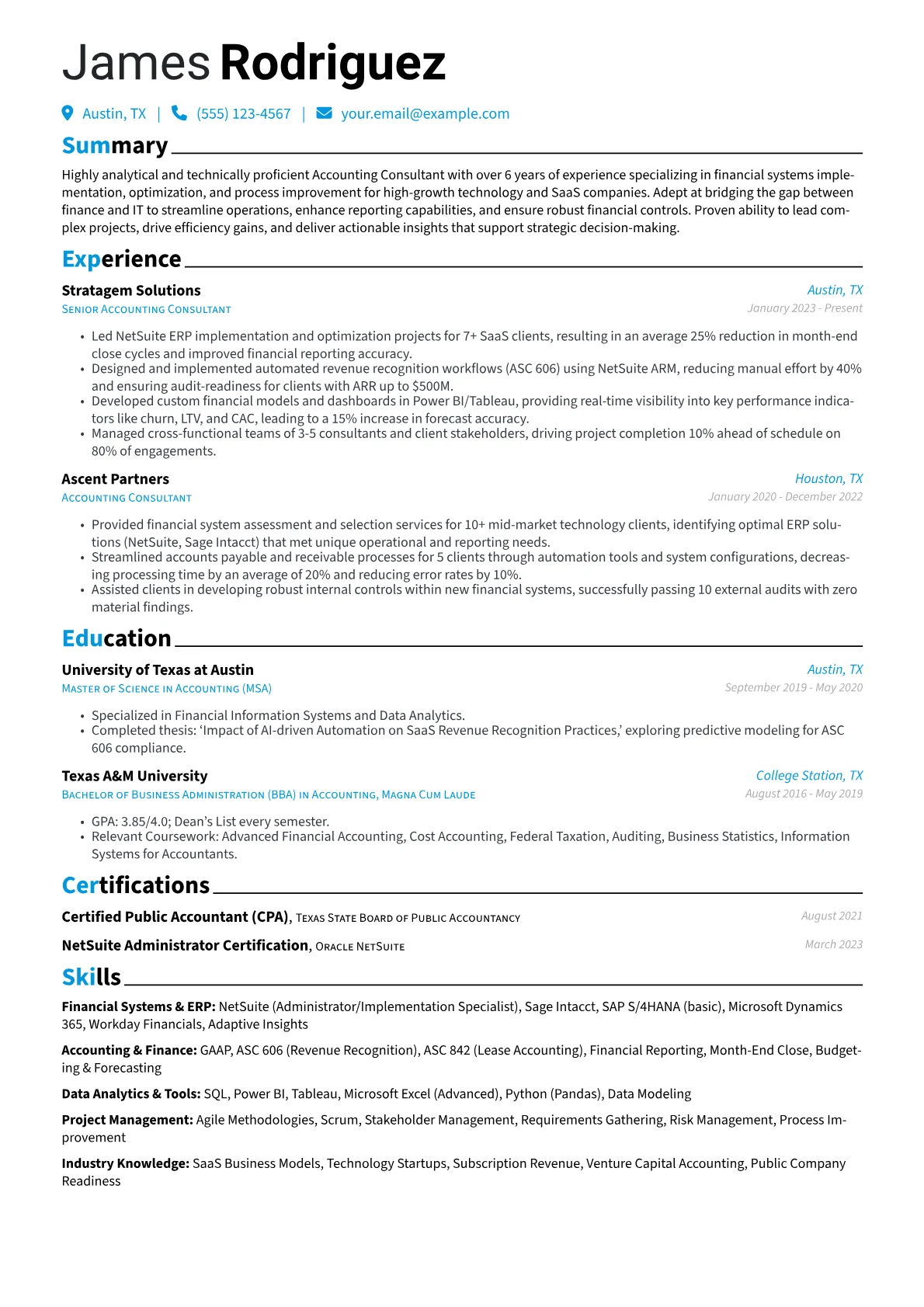 Accounting Consultant resume example, Accounting Consultant, page 1