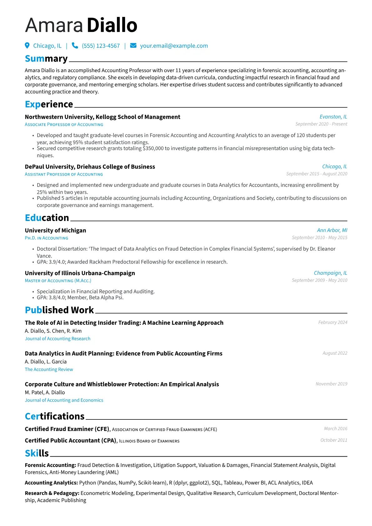 Accounting Professor resume example, Accounting Professor, page 1