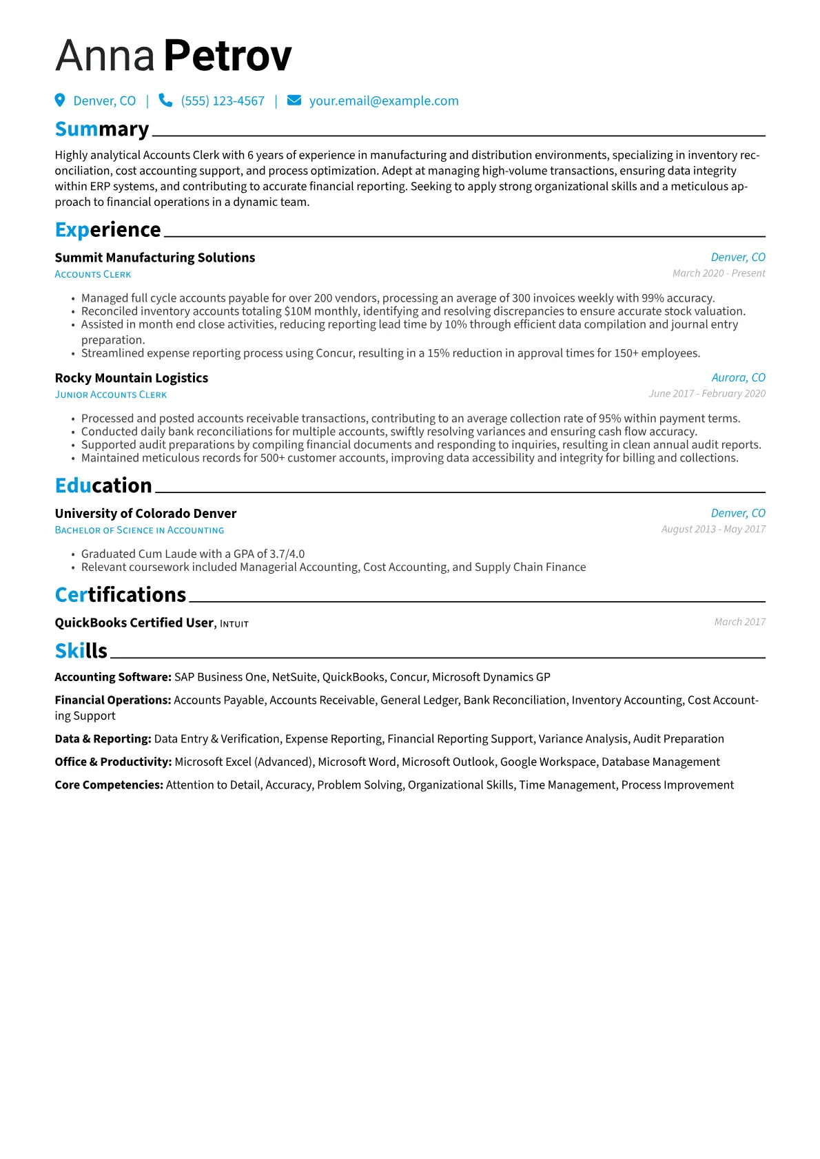 Accounts Clerk version - Page 1