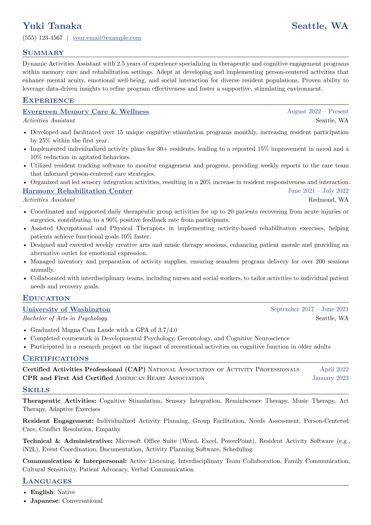 Activities Assistant version - Page 1