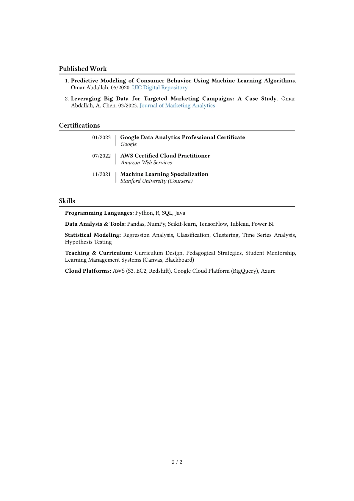 Adjunct Lecturer resume example, Career changer, page 2