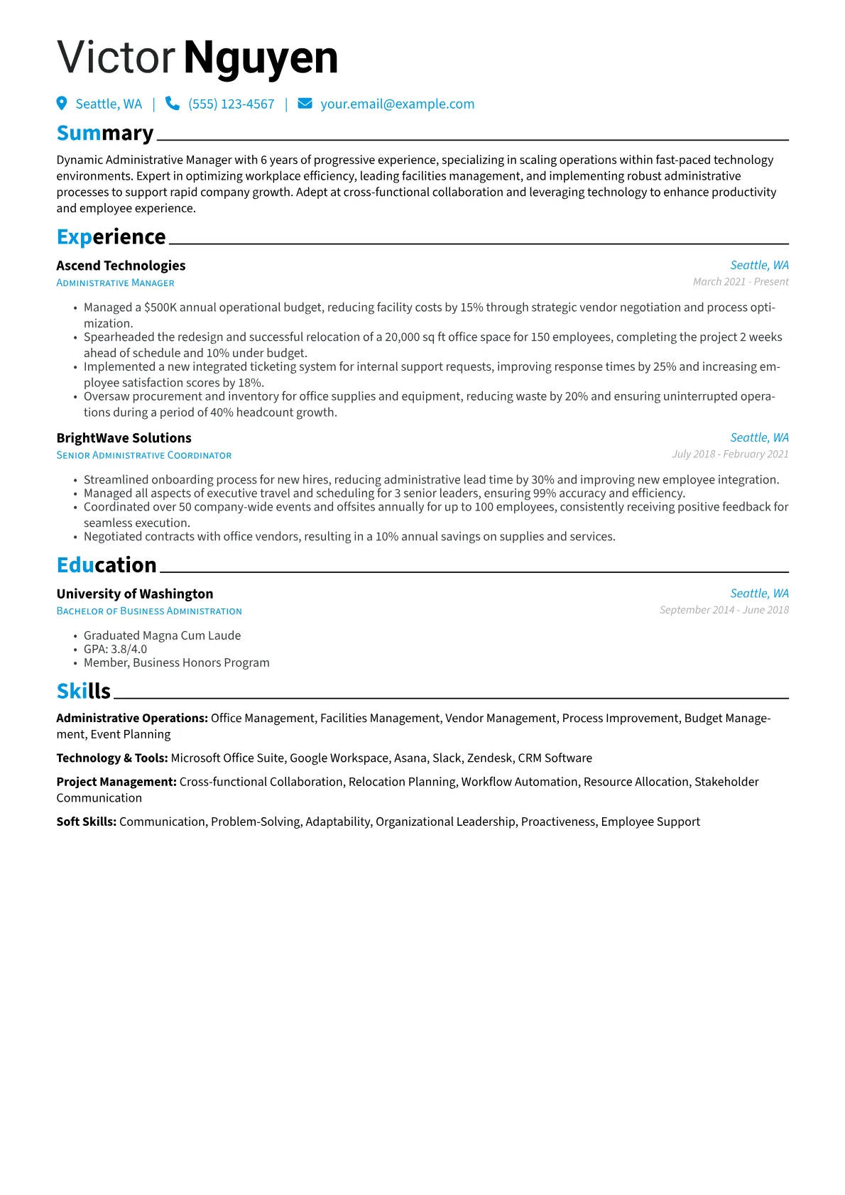 Administrative Manager version - Page 1