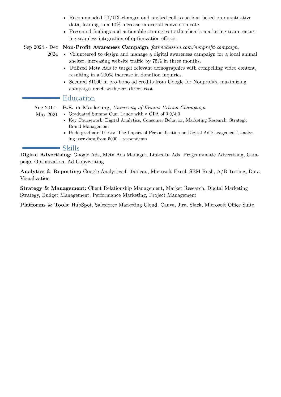 Advertising Consultant resume example, Career changer, page 2