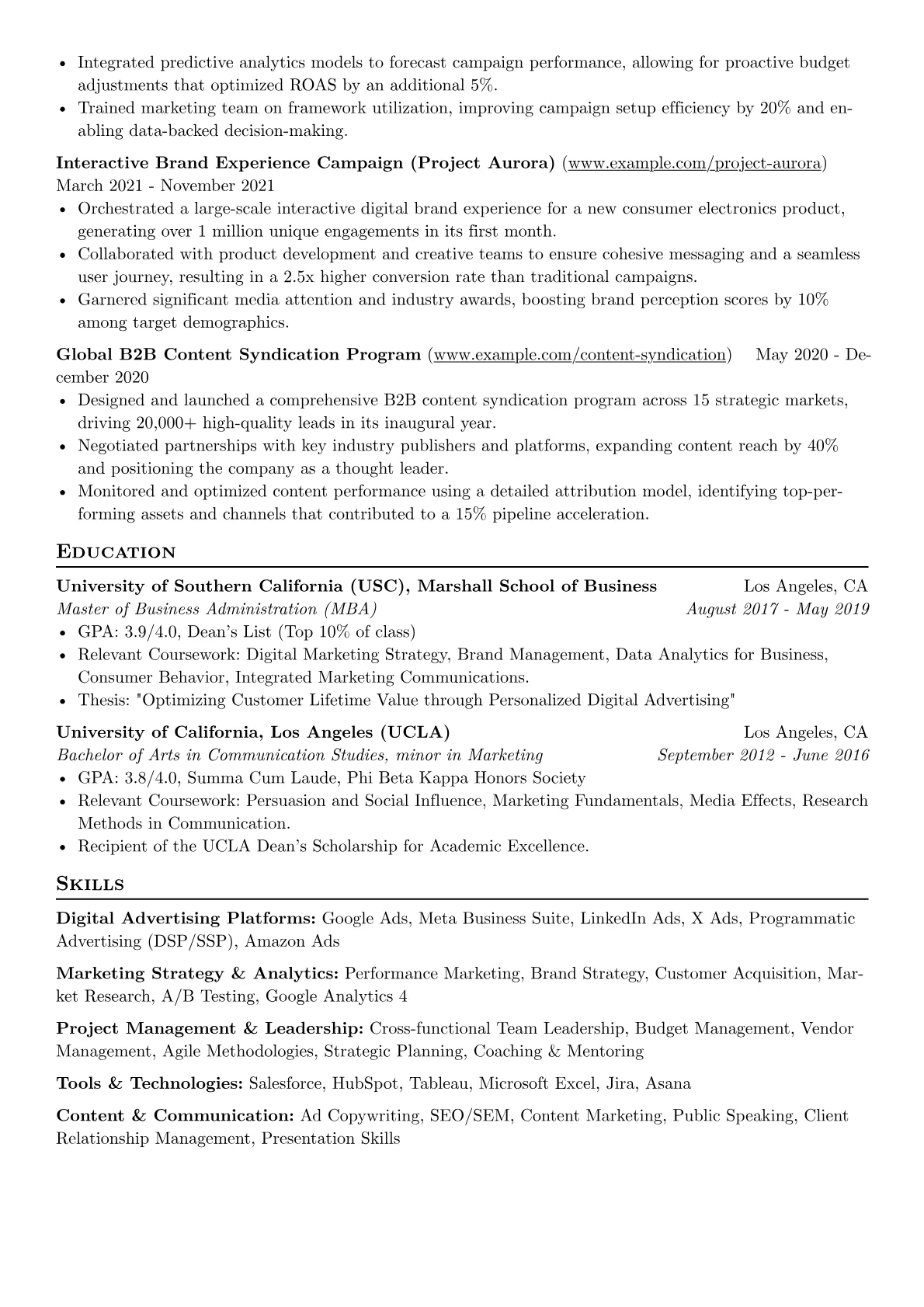 Advertising Director resume example, Advertising Director, page 2