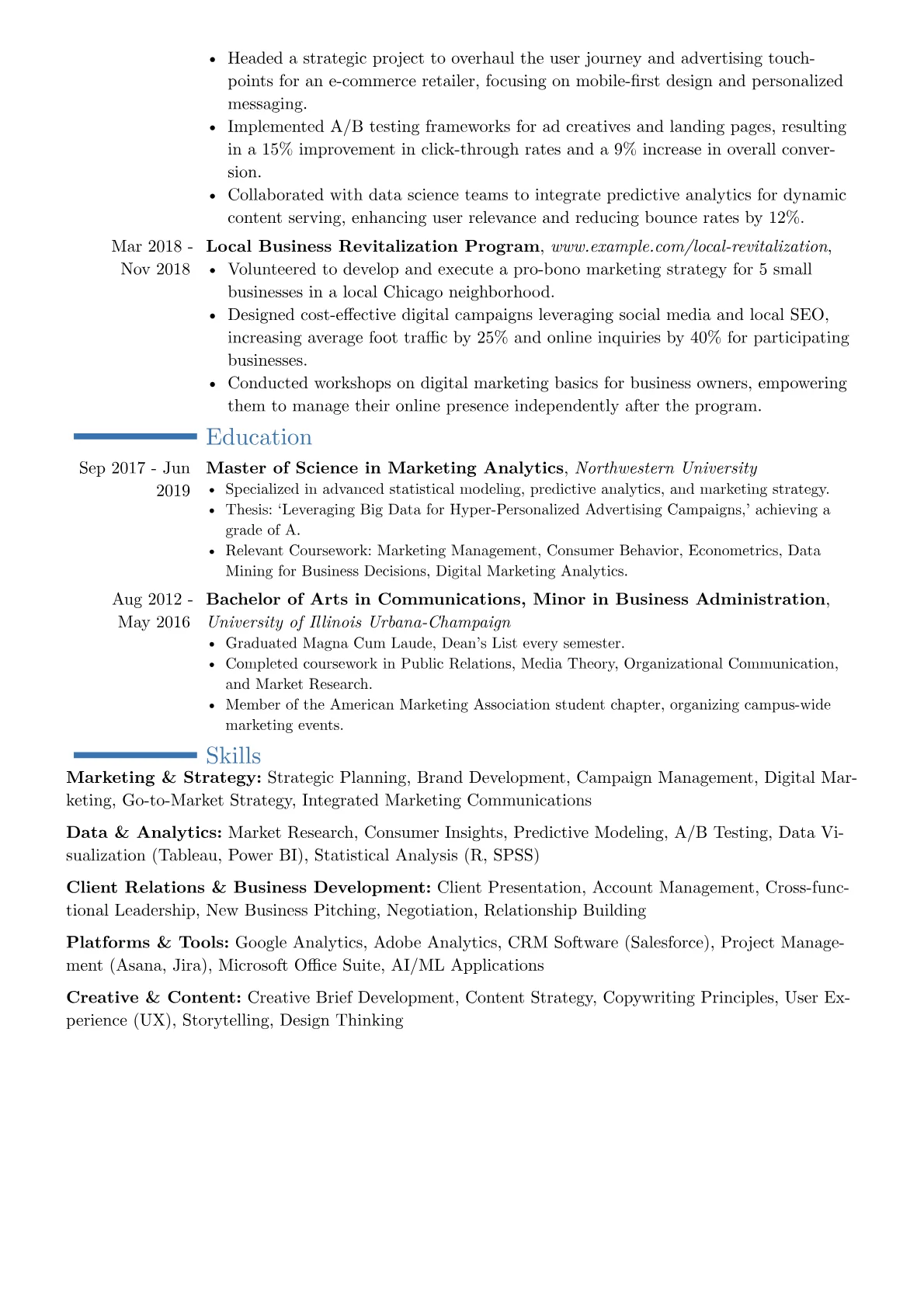 Advertising Executive resume example, Career changer, page 2