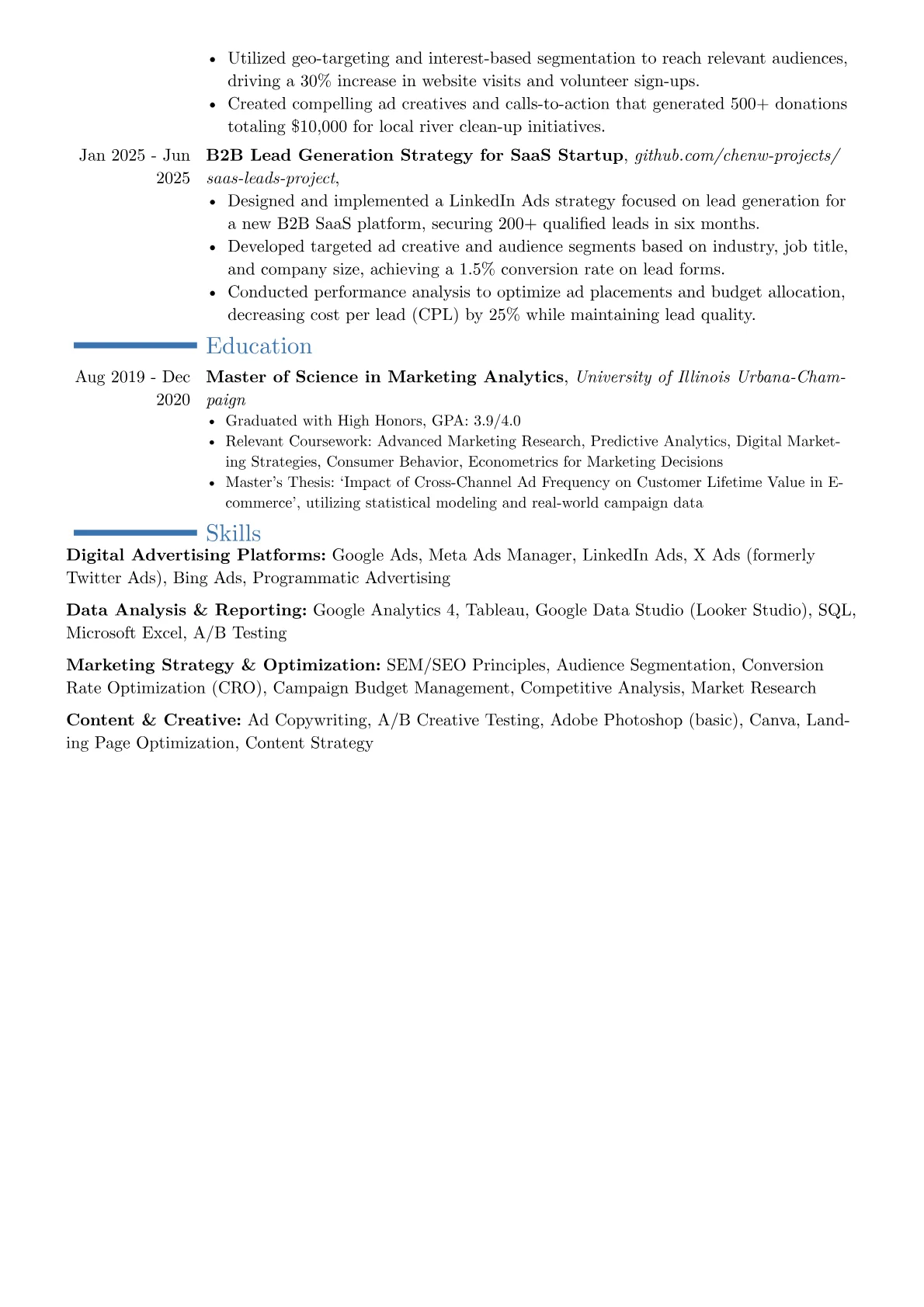 Advertising Specialist resume example, Career changer, page 2