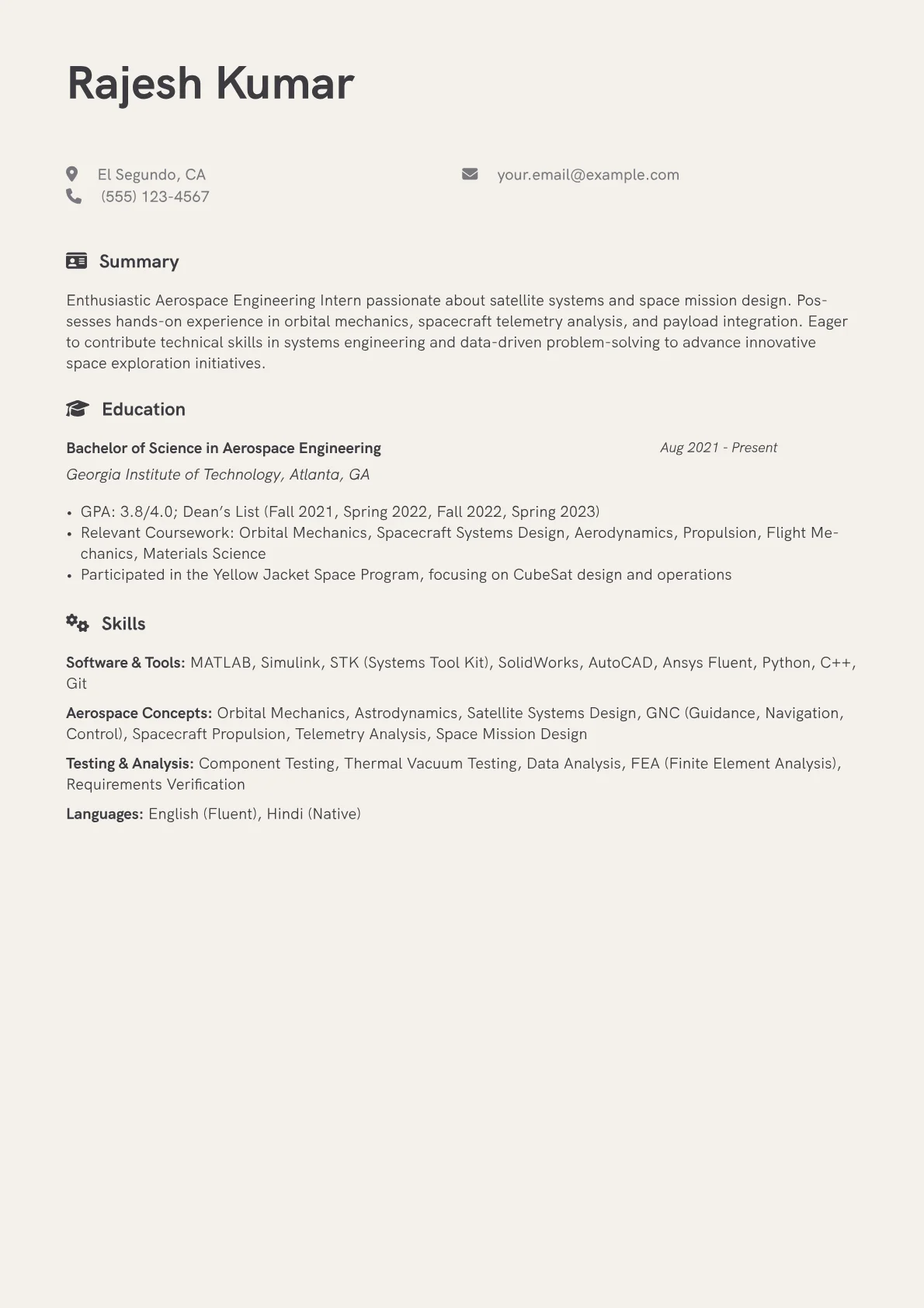 Space Systems Engineering version - Page 1