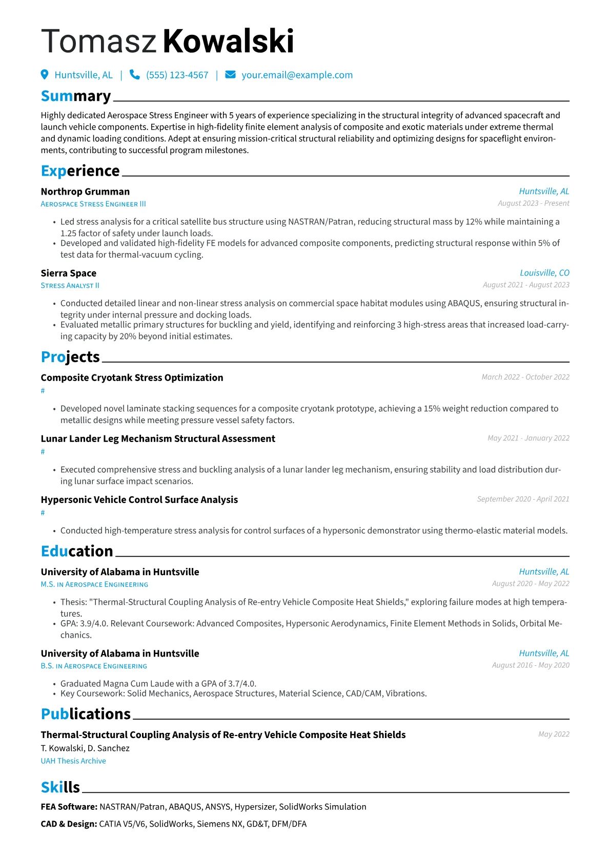 Aerospace Stress Engineer resume example, Stress Engineer, page 1
