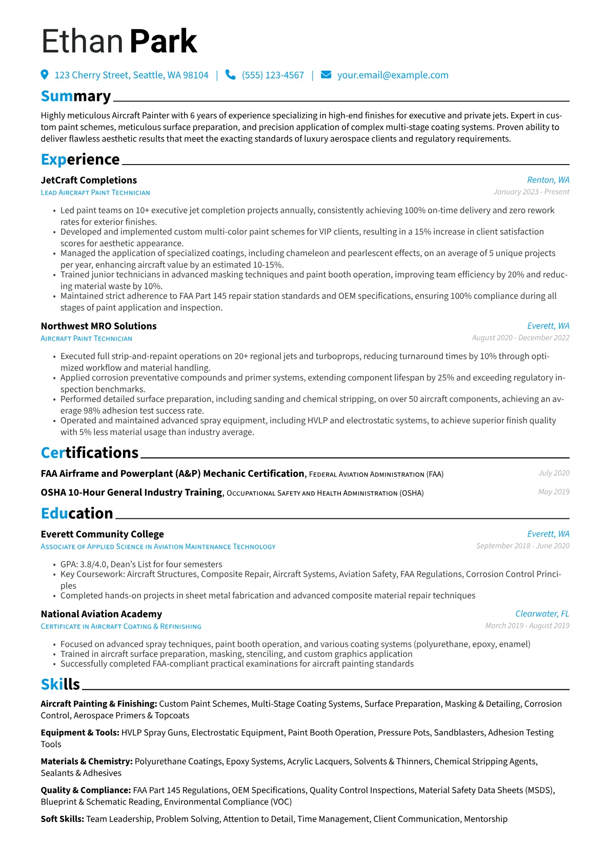 Aircraft Painter resume example, Aircraft Painter - Luxury, page 1