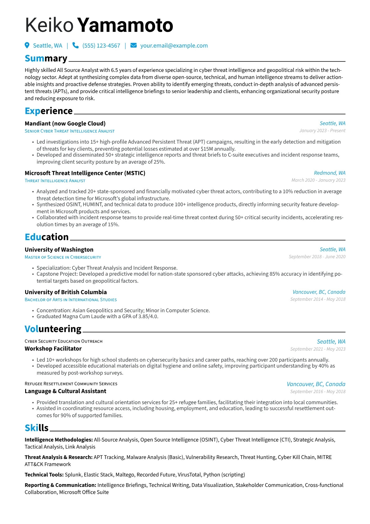All Source Analyst resume example, All Source Analyst - Cyber, page 1