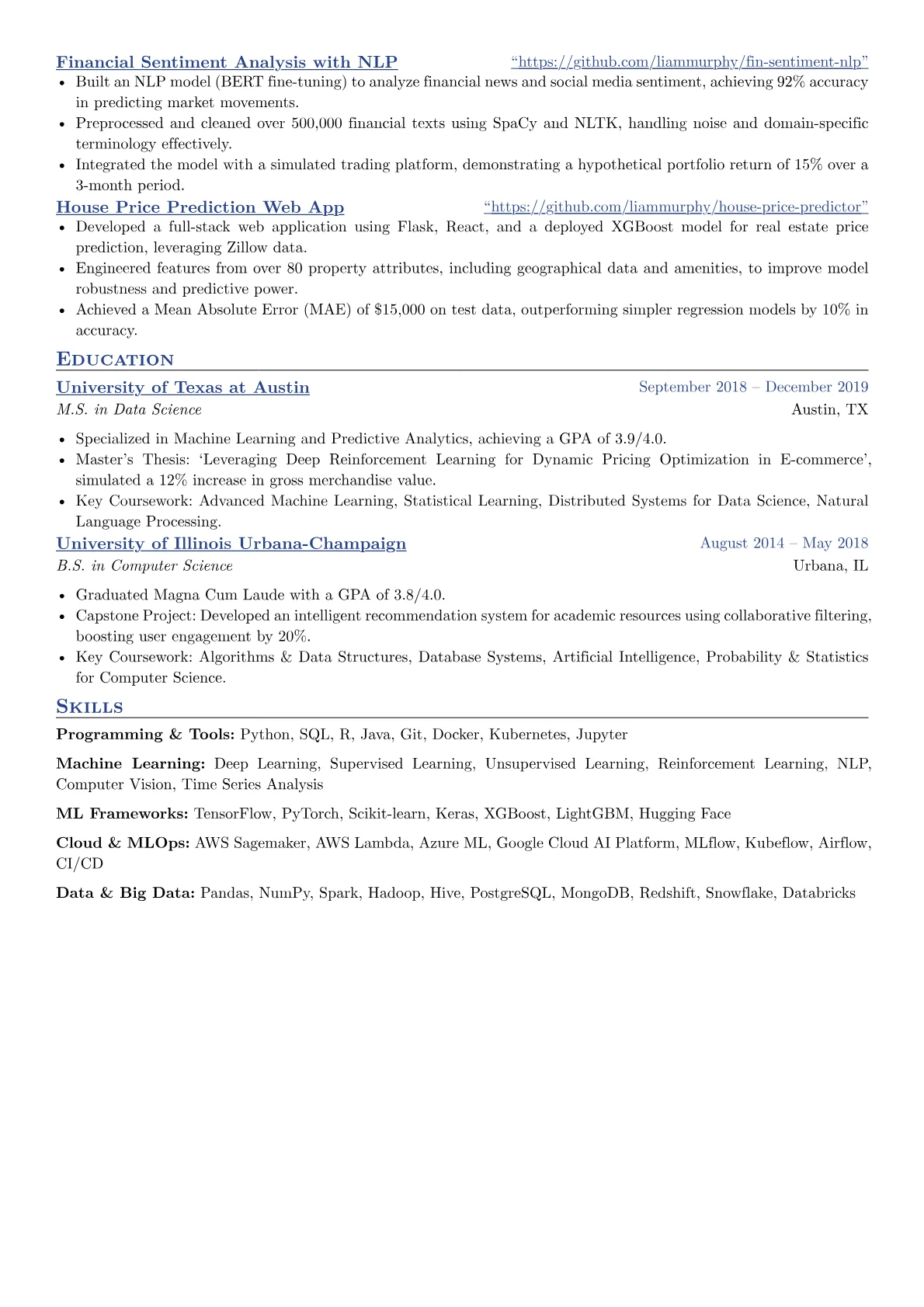 Amazon resume example, Programming & Tools, page 2