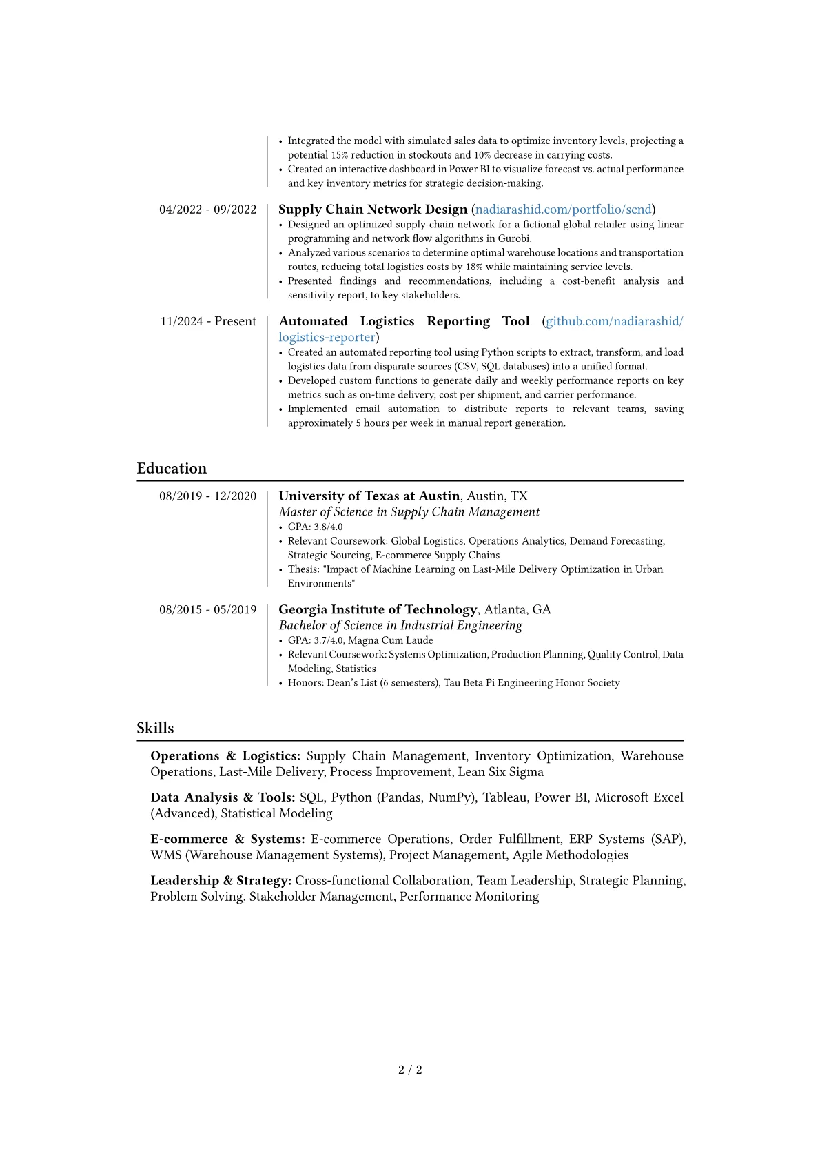 Amazon resume example, Career changer, page 2