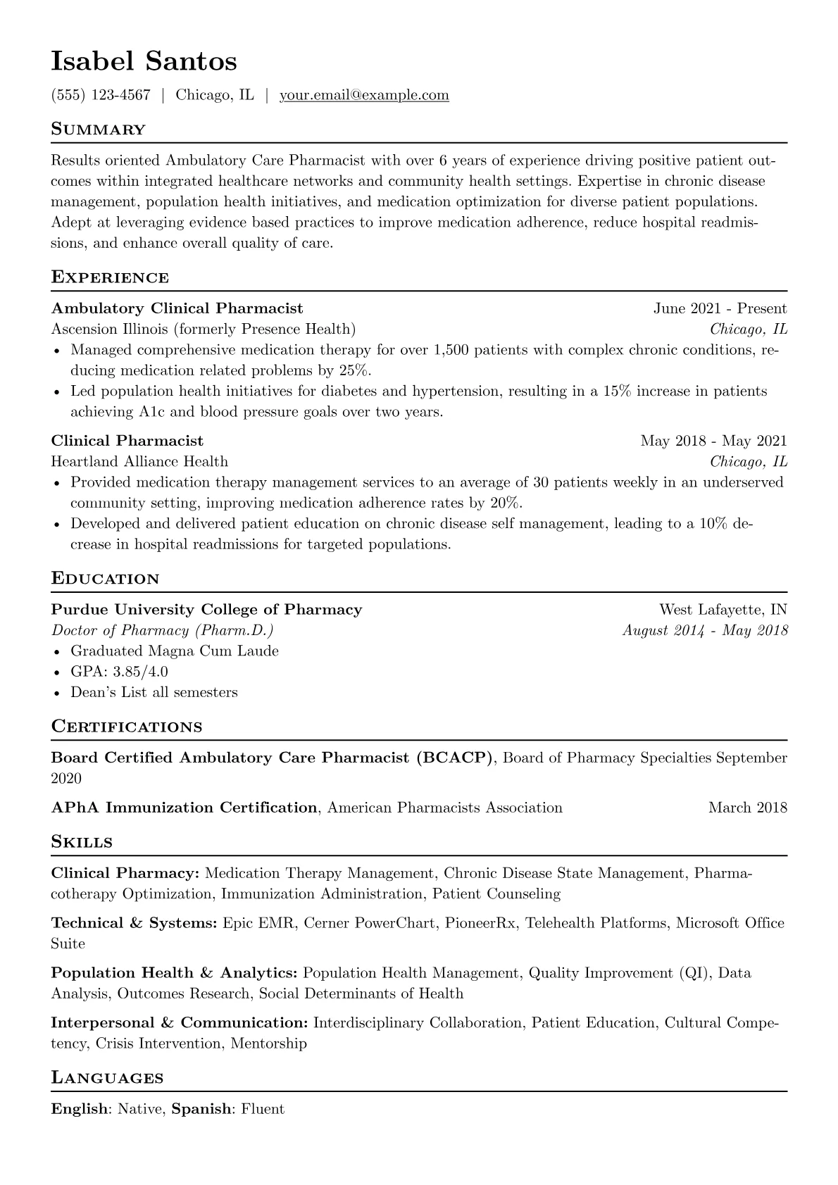 Ambulatory Care Pharmacist version - Page 1