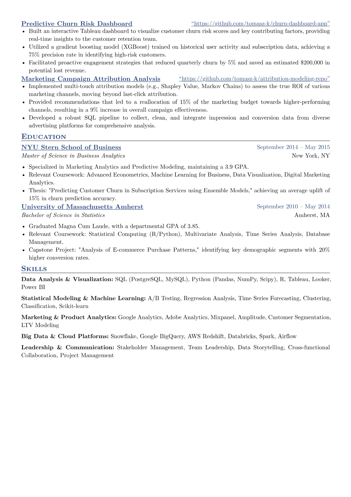 Analytics Manager resume example, Analytics Manager, page 2