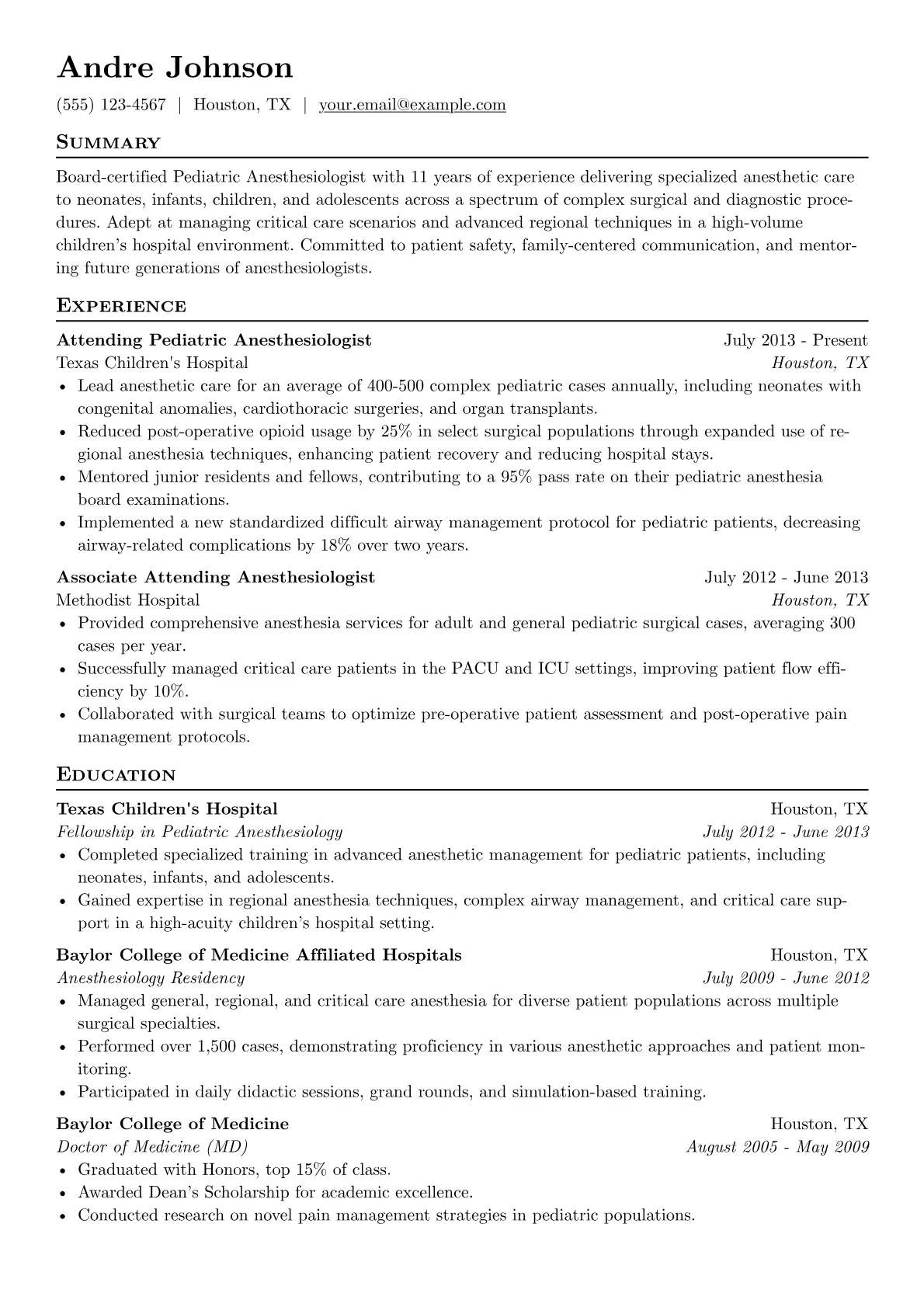Pediatric Anesthesiologist version - Page 1