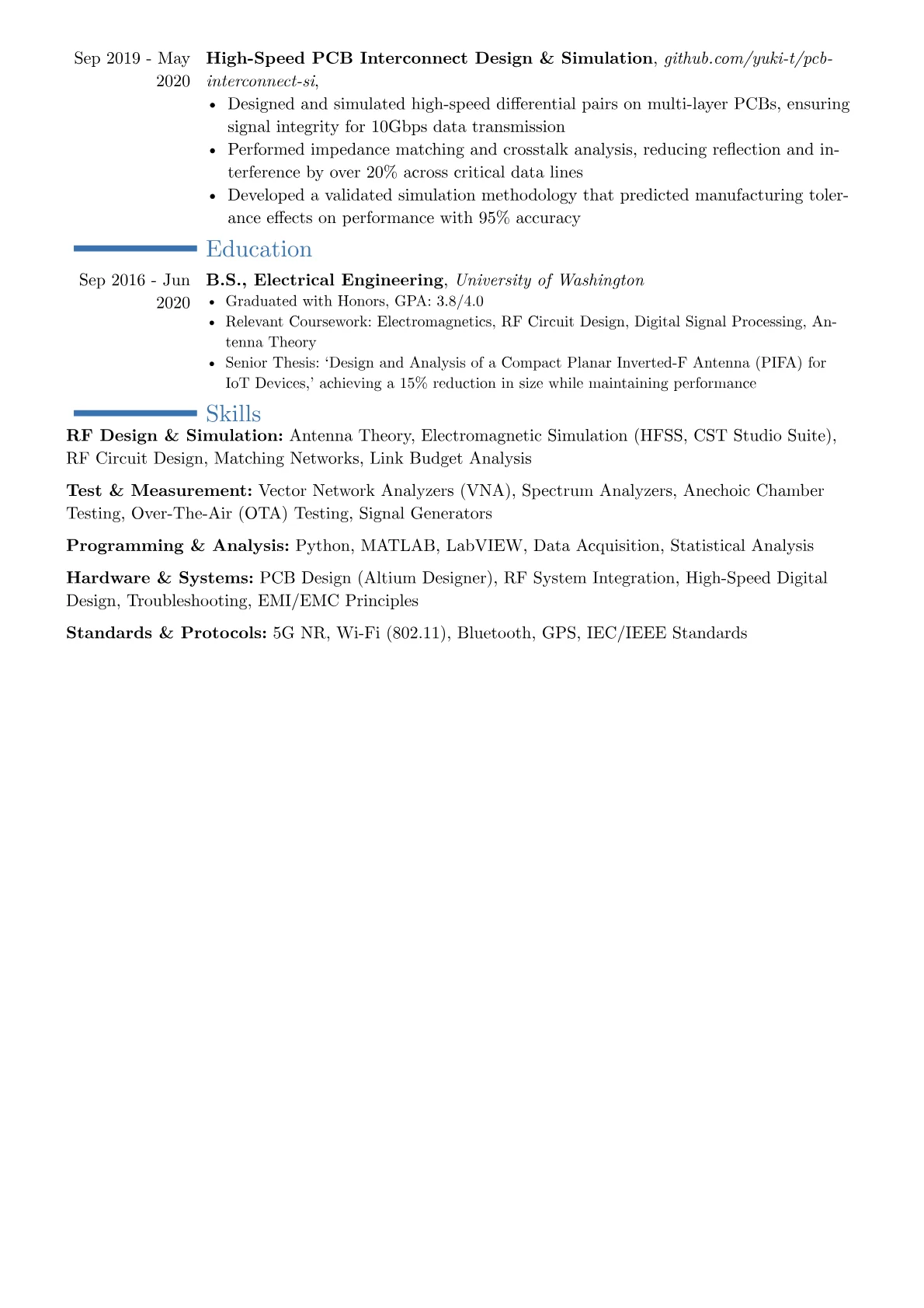 Antenna Engineer resume example, Career changer, page 2