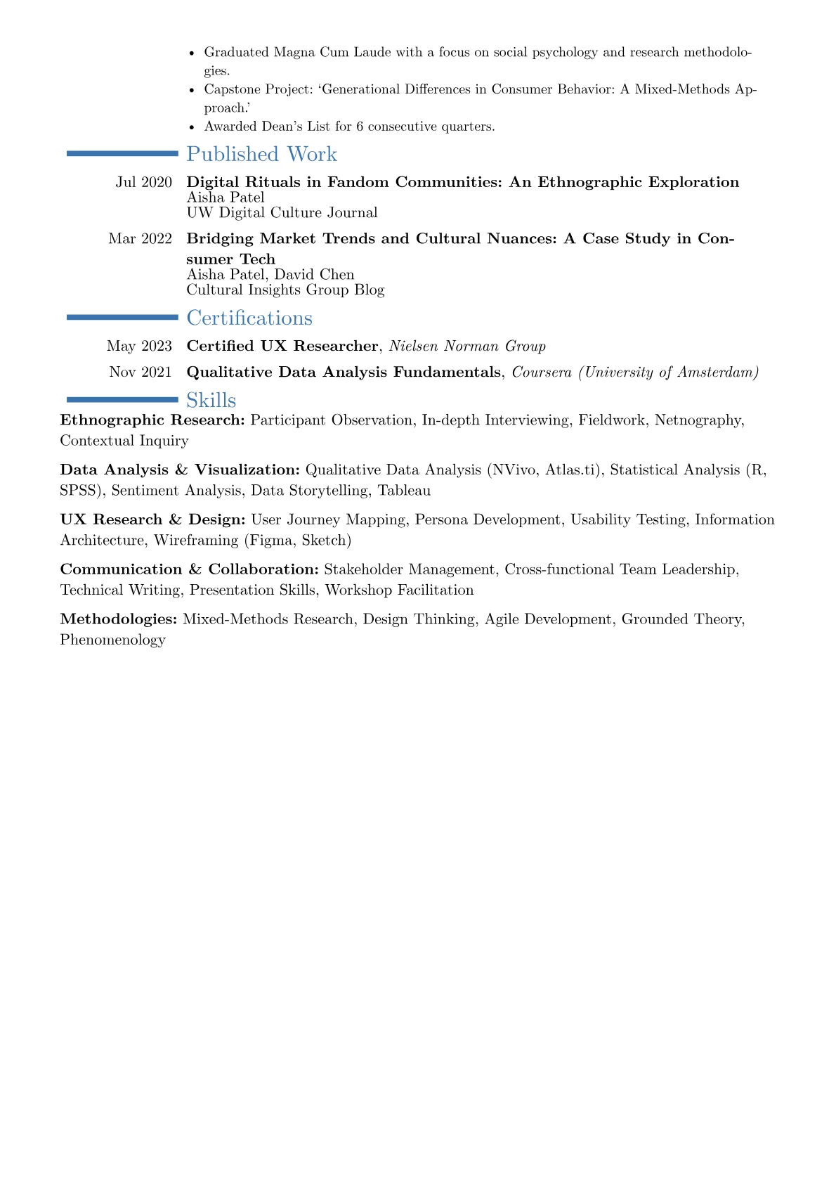 Anthropologist resume example, Career changer, page 2