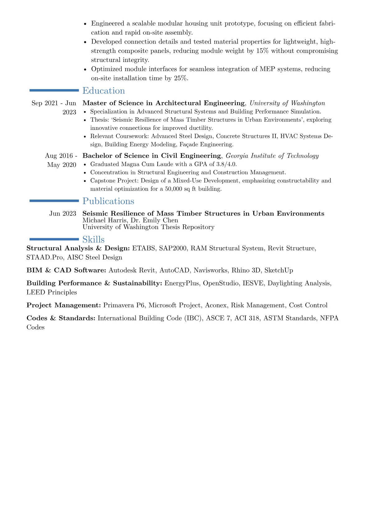 Architectural Engineer resume example, Career changer, page 2