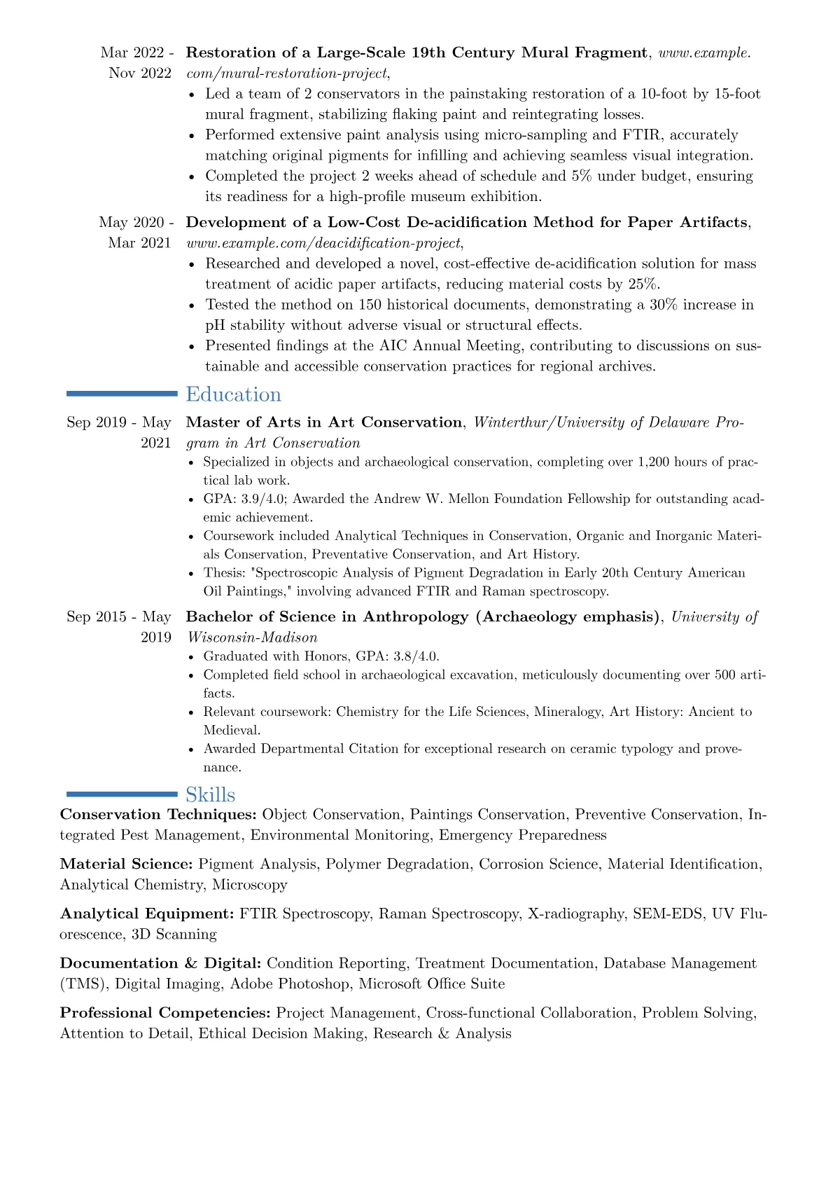 Art Conservator resume example, Career changer, page 2