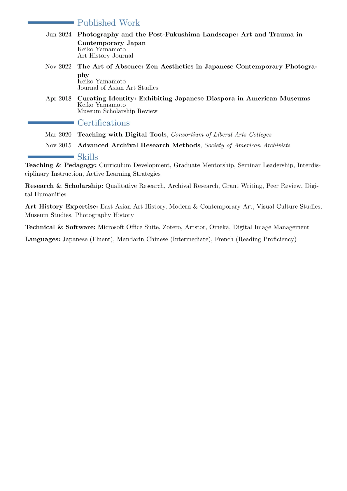 Art Professor resume example, Career changer, page 2