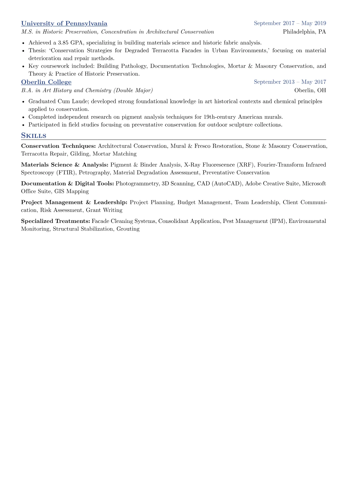 Art Restorer resume example, Art Restorer, page 2