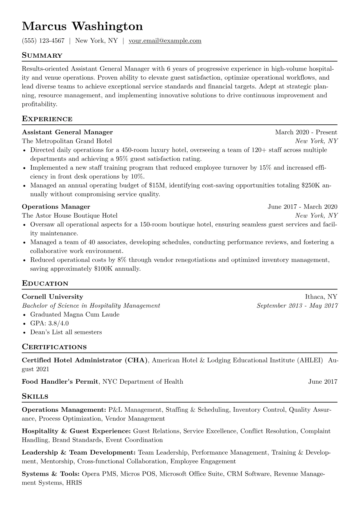 Hospitality Operations version - Page 1