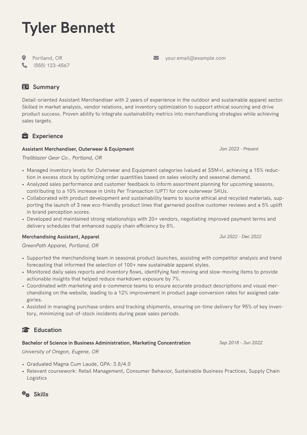 Assistant Merchandiser version - Page 1