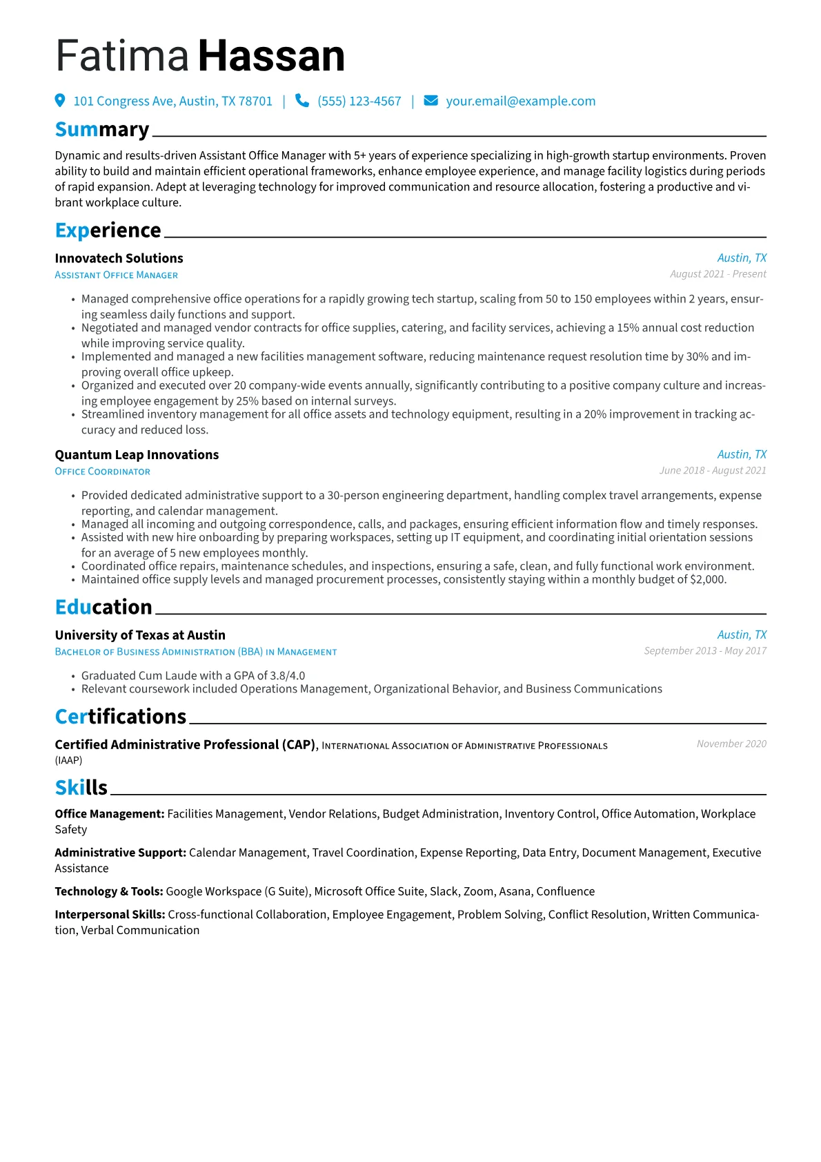 Assistant Office Manager version - Page 1