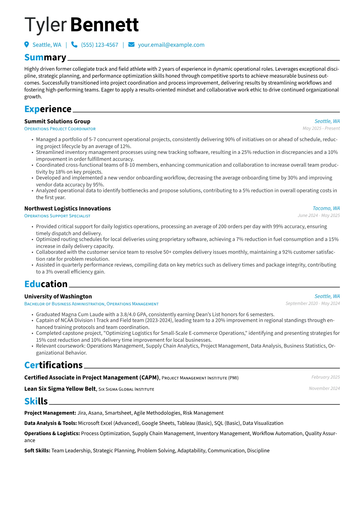 Athlete Career Transition resume example, Athlete Career Transition, page 1