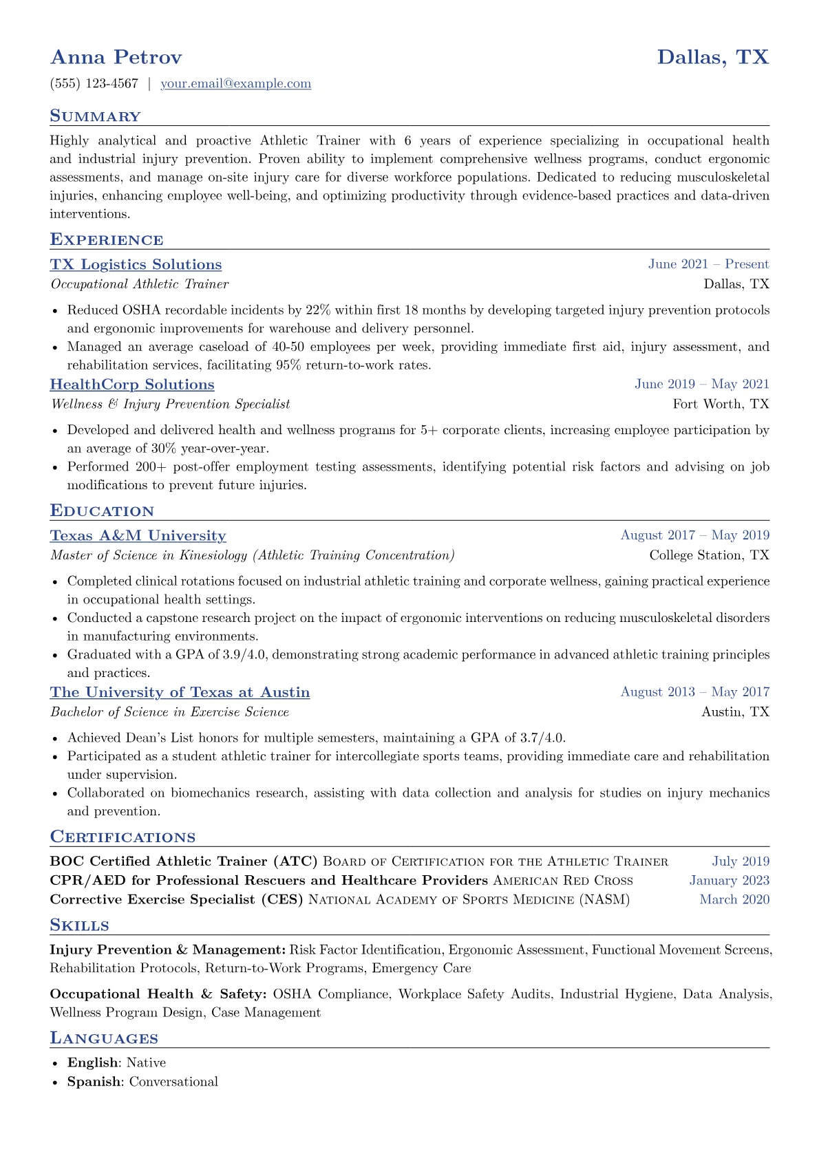 Occupational Athletic version - Page 1