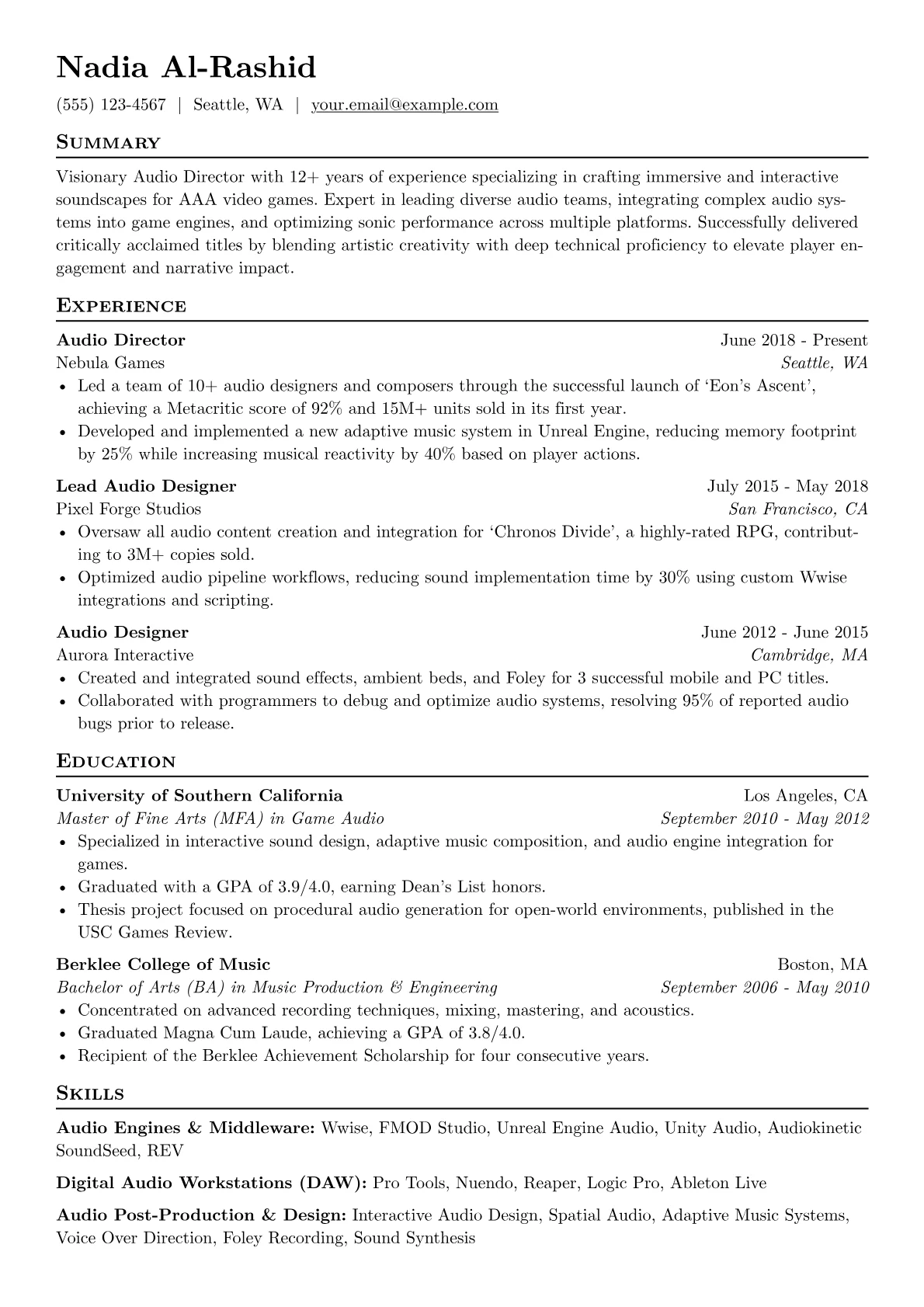 Gaming Audio Director version - Page 1