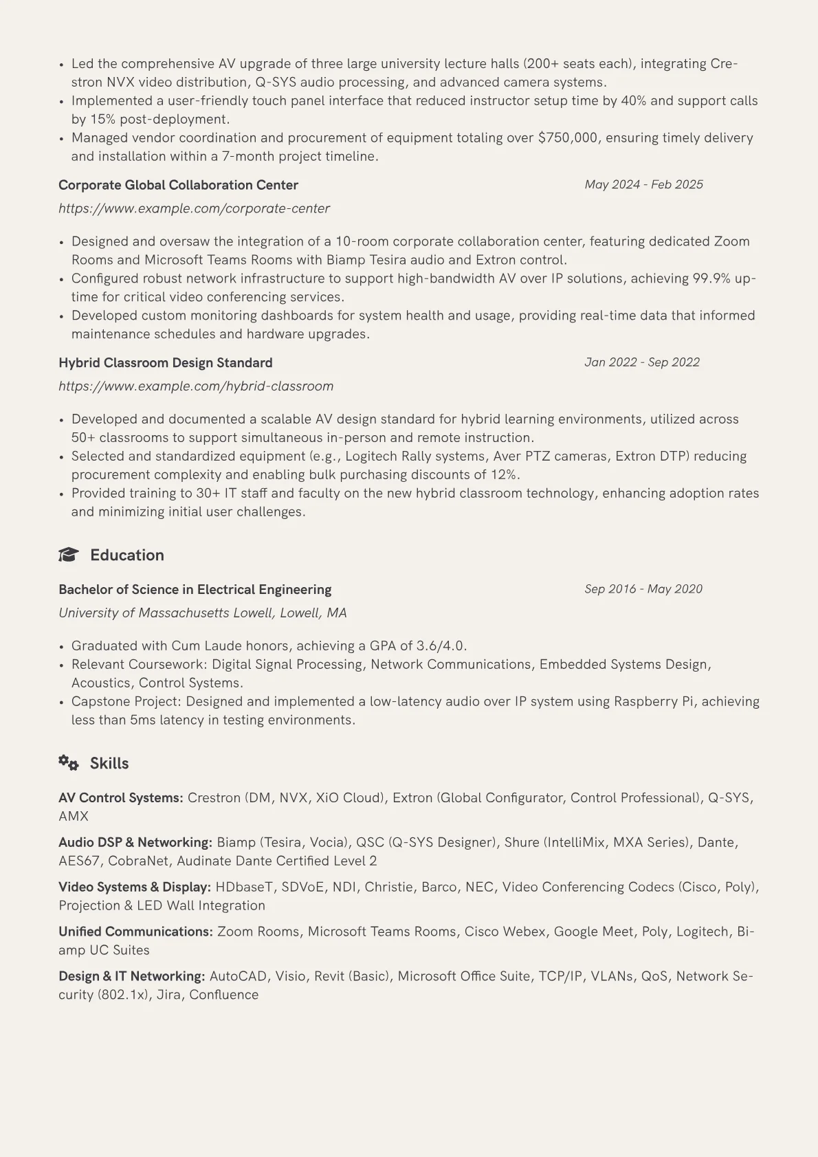 Audio Video Engineer resume example, Audio Video Engineer, page 2