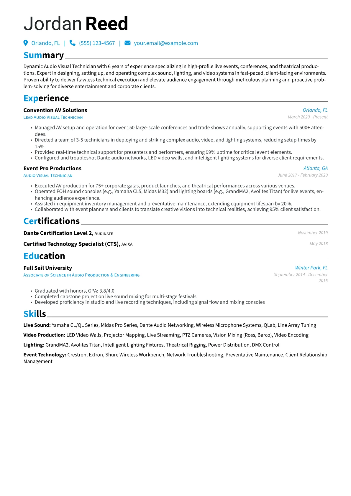 Live Event AV Technician version - Page 1