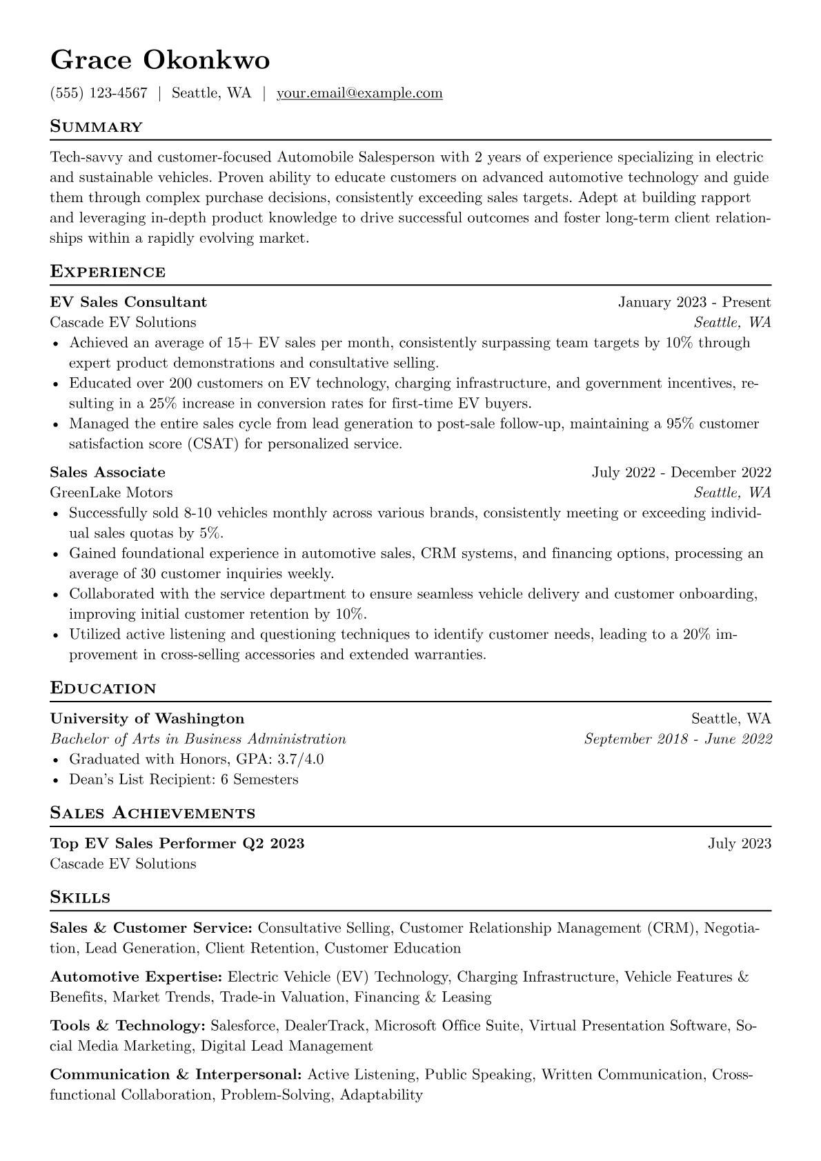 Automobile Salesperson version - Page 1