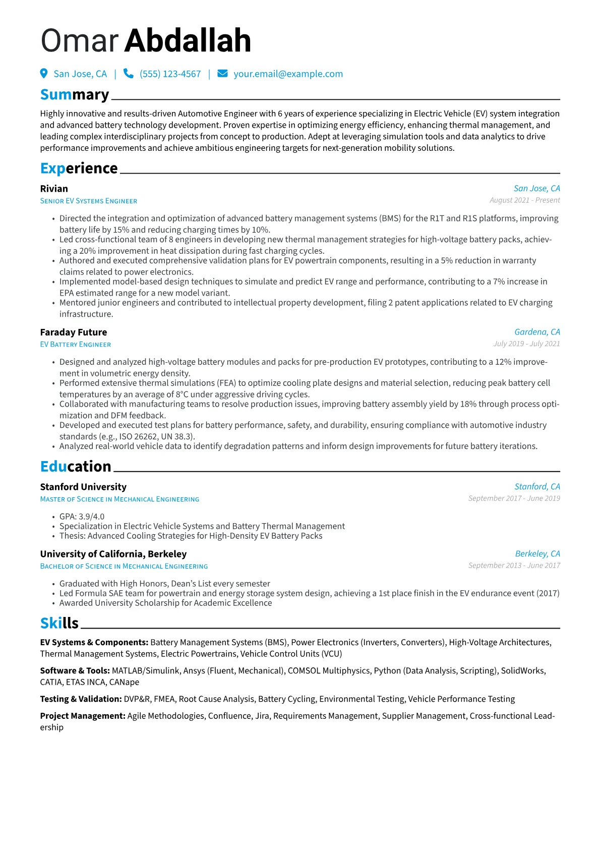 Automotive Engineer Resume version - Page 1