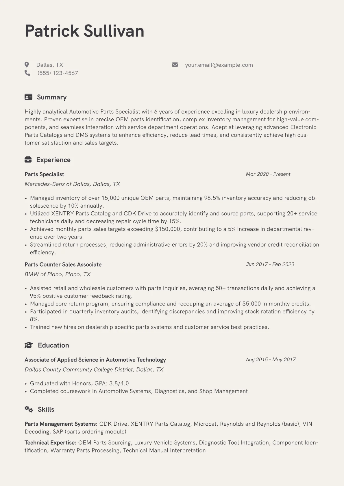 Parts Management Systems version - Page 1