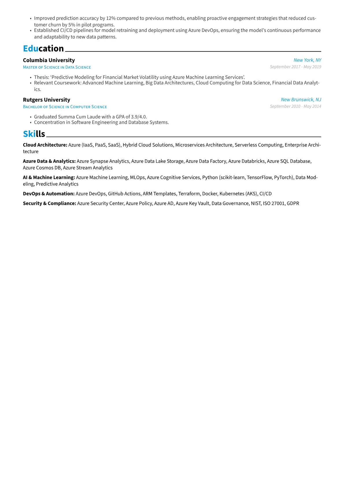 Azure Architect resume example, Azure Architect, page 2