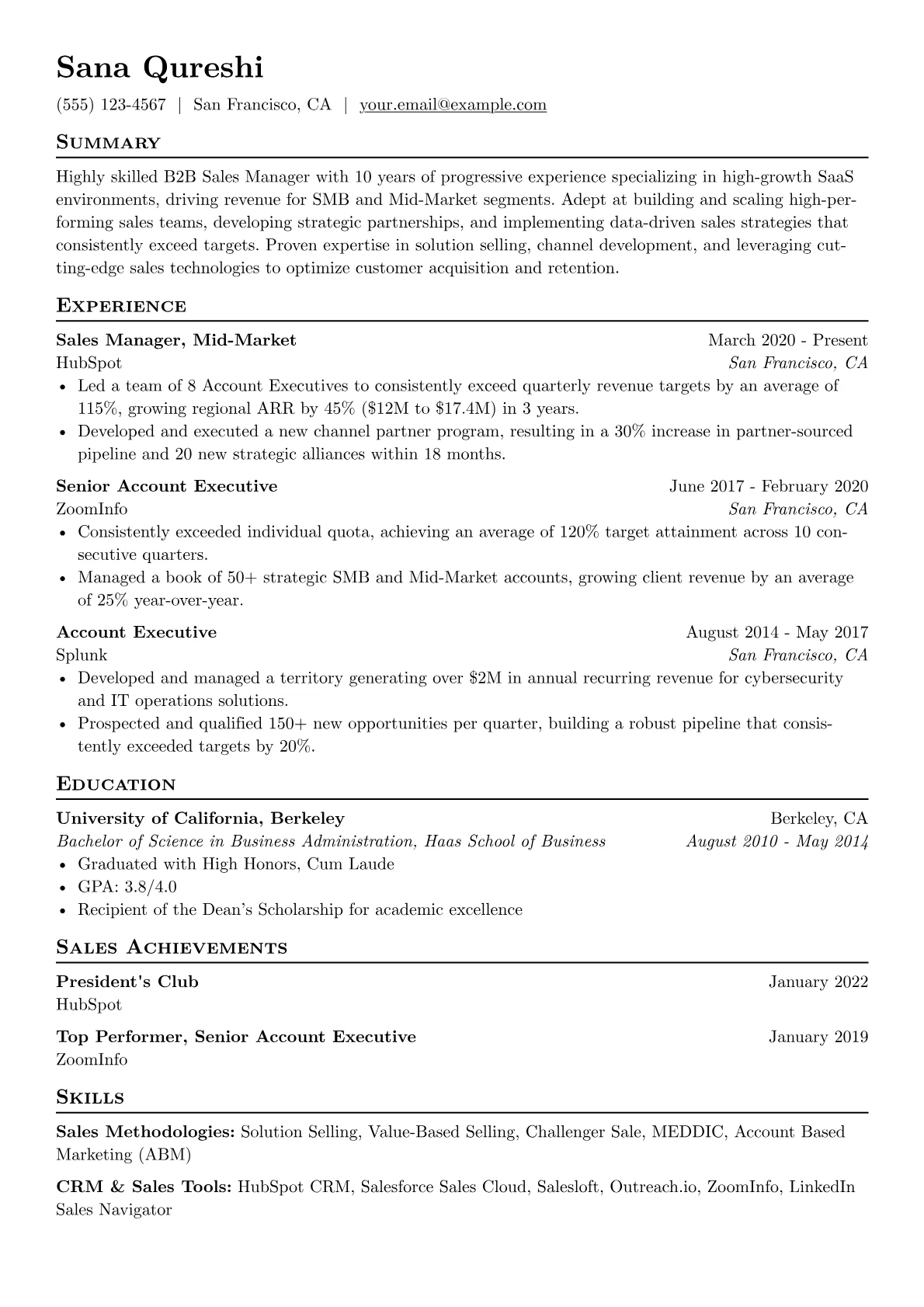 B2B SaaS Sales Manager version - Page 1