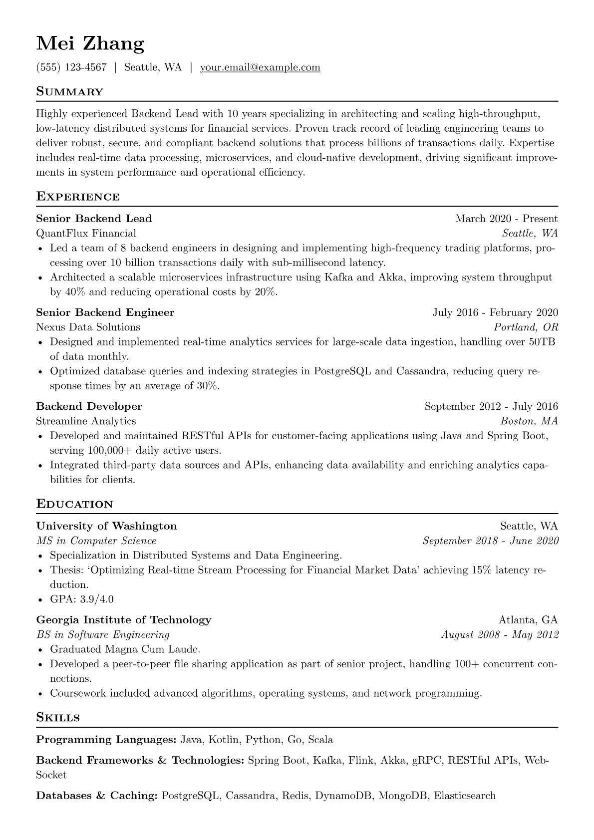 FinTech Backend Lead version - Page 1