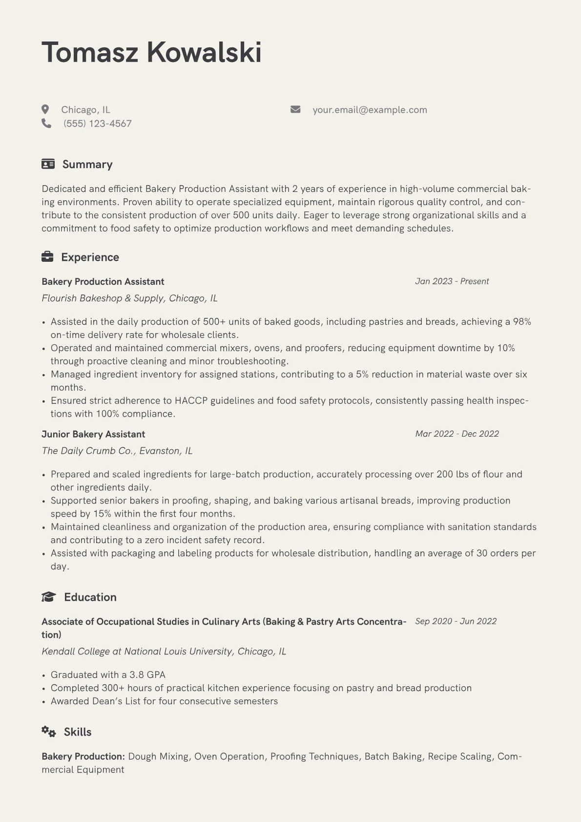 Production Bakery Clerk version - Page 1