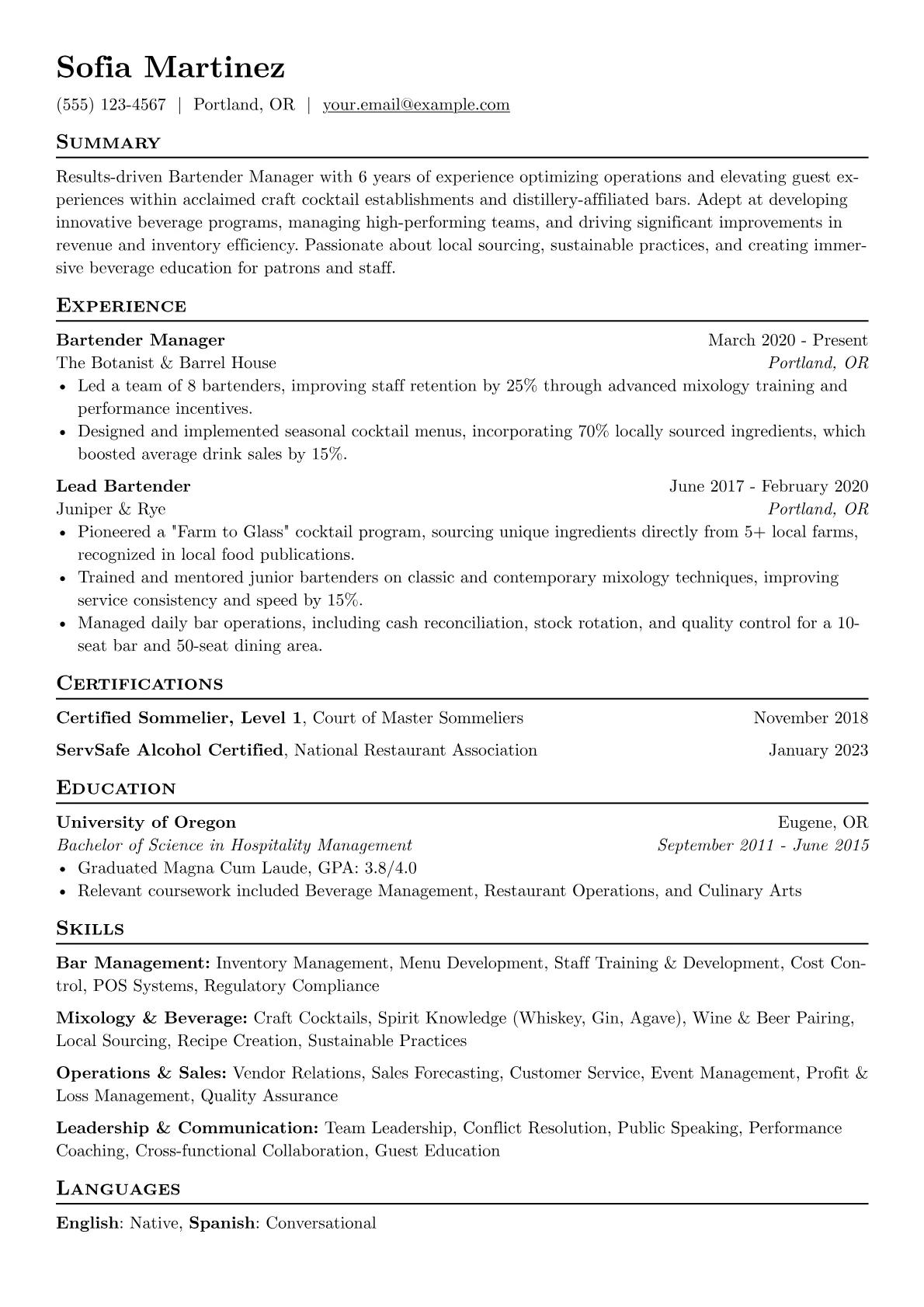 Bartender Manager version - Page 1